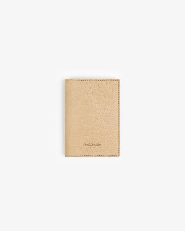 Croc-Embossed Nubuck Passport Holder, closed and centered on a plain white background.