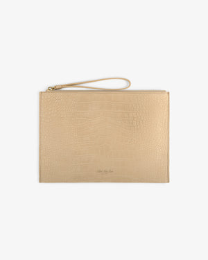 Small Croc-Embossed Nubuck Pouch
