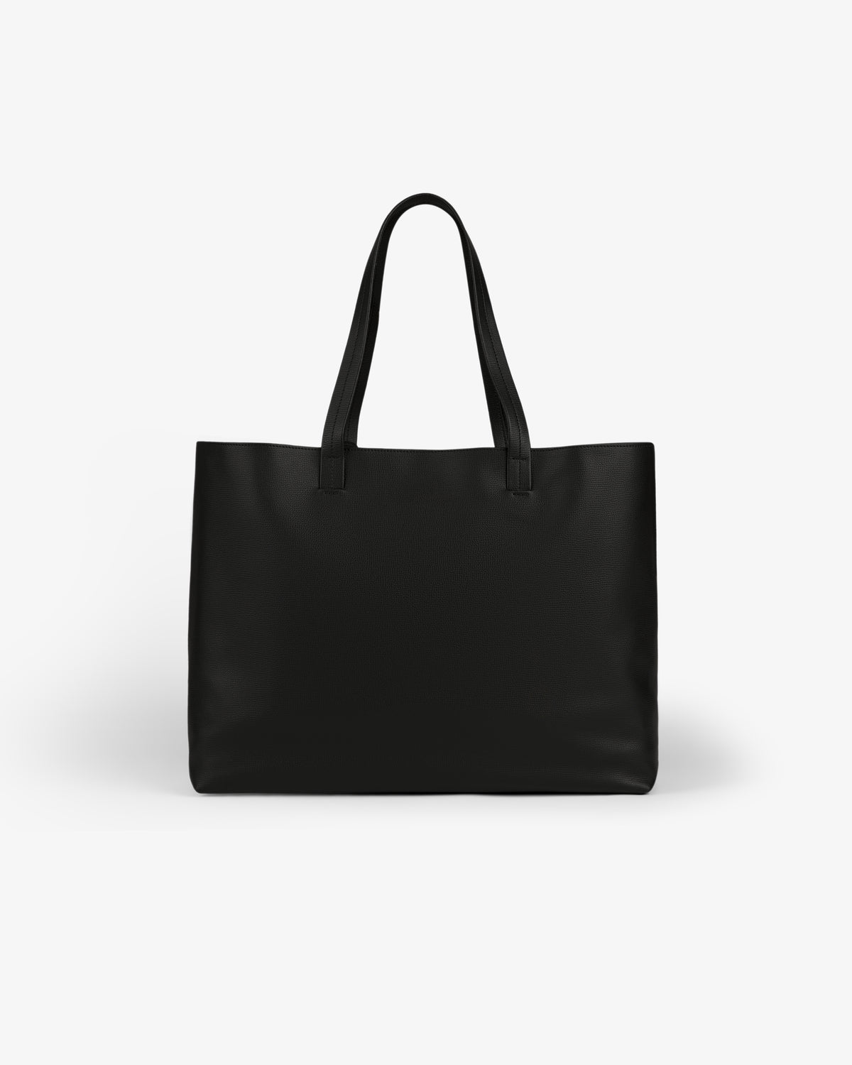 Full Grain Leather Tote Bag in black leather with two handles, shown against a plain white background.