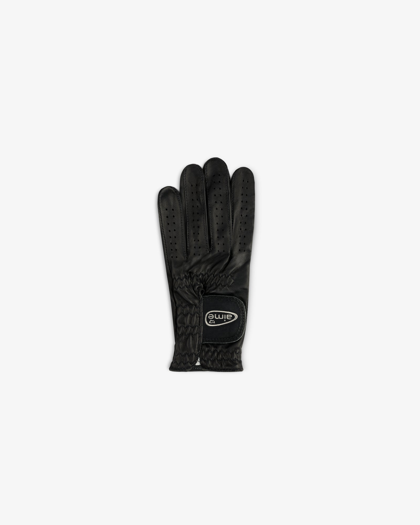 The ALD / FootJoy StaSof Heritage Glove (Left) is black with ventilation holes and a wrist logo patch.