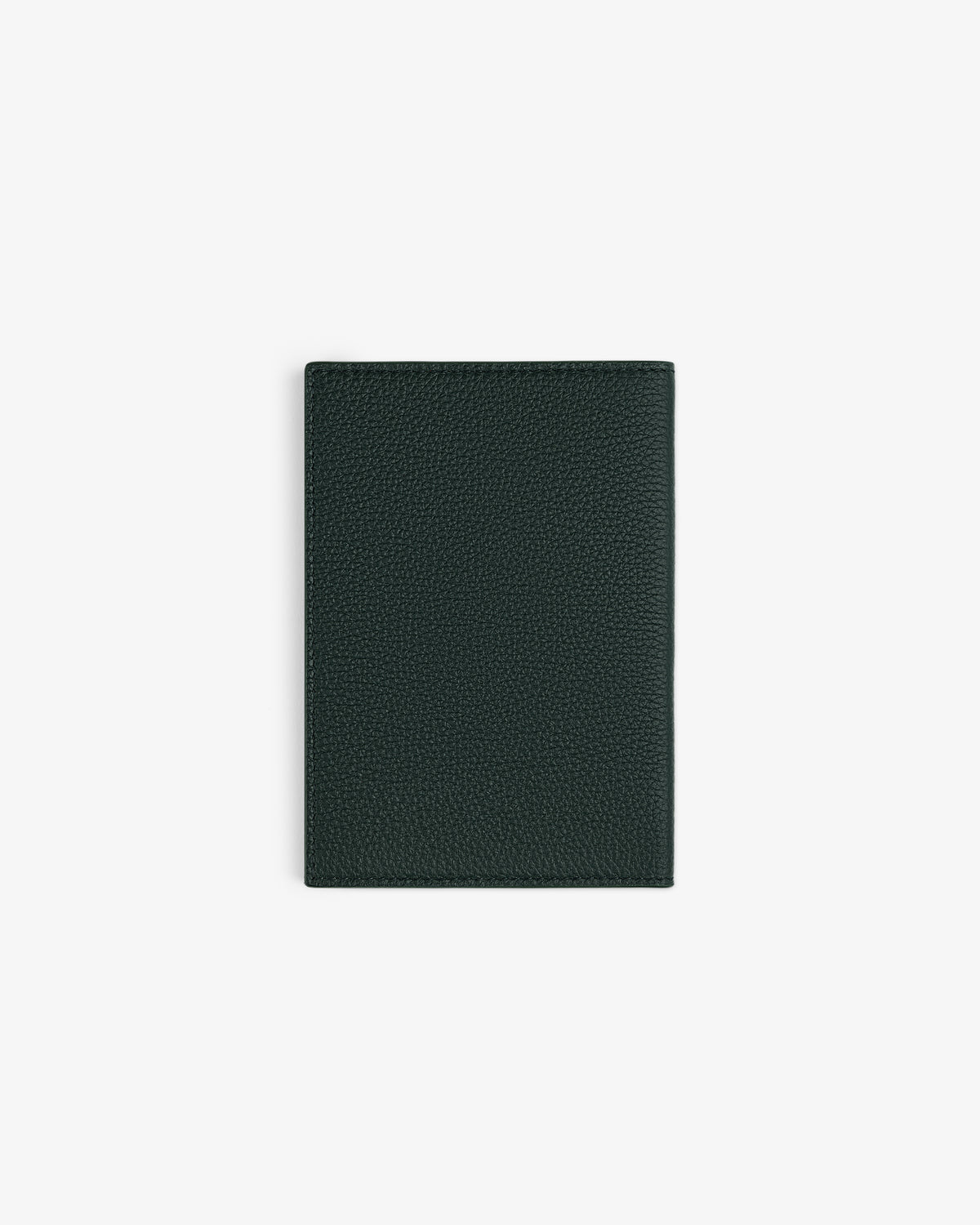 A closed, textured dark green Leather Passport Holder is shown on a white background.