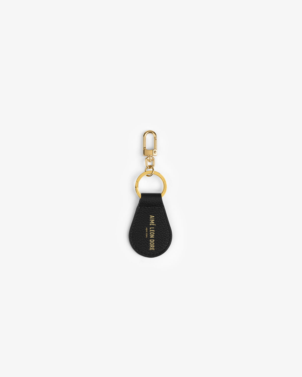 Leather Key Fob in black with gold hardware and MAKE MEMORIES stamped in gold.