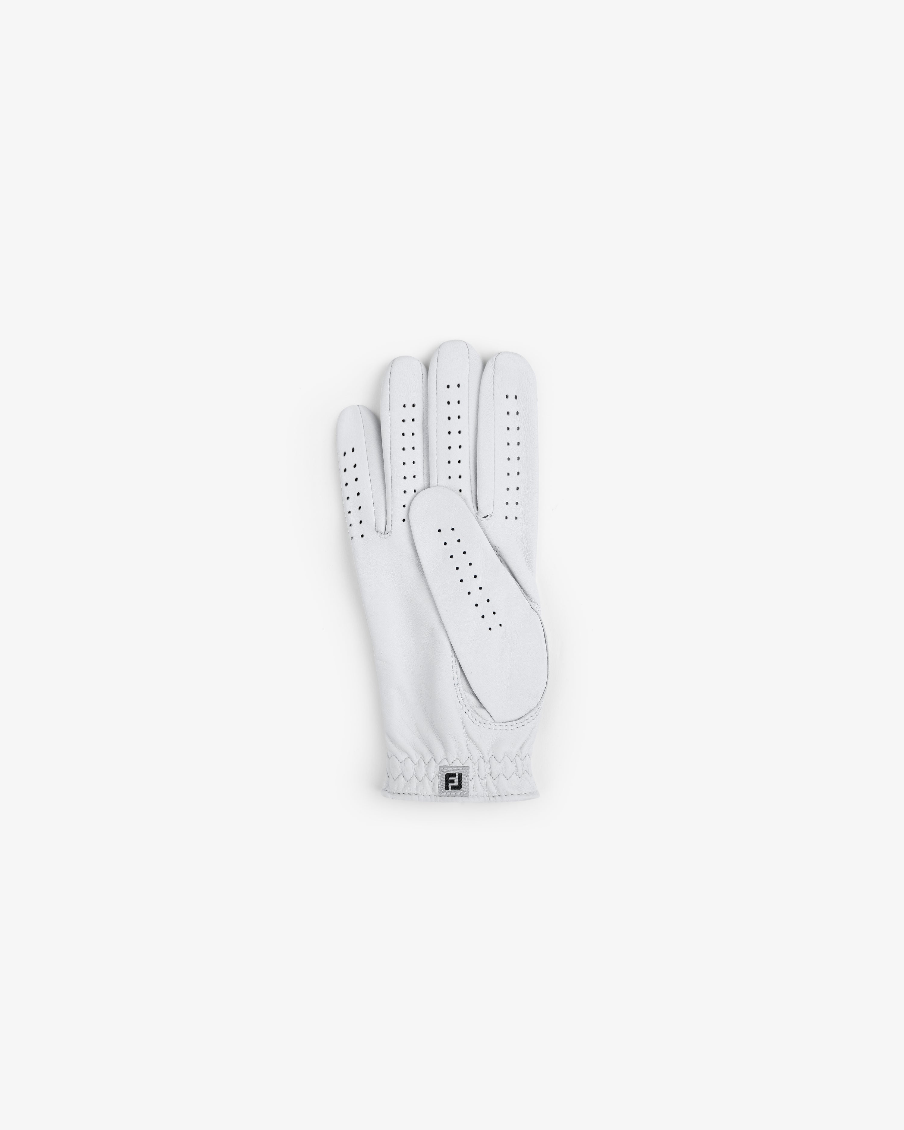 ALD / FootJoy StaSof Heritage Glove (Right), white with ventilation holes, shown palm-up on a white background.