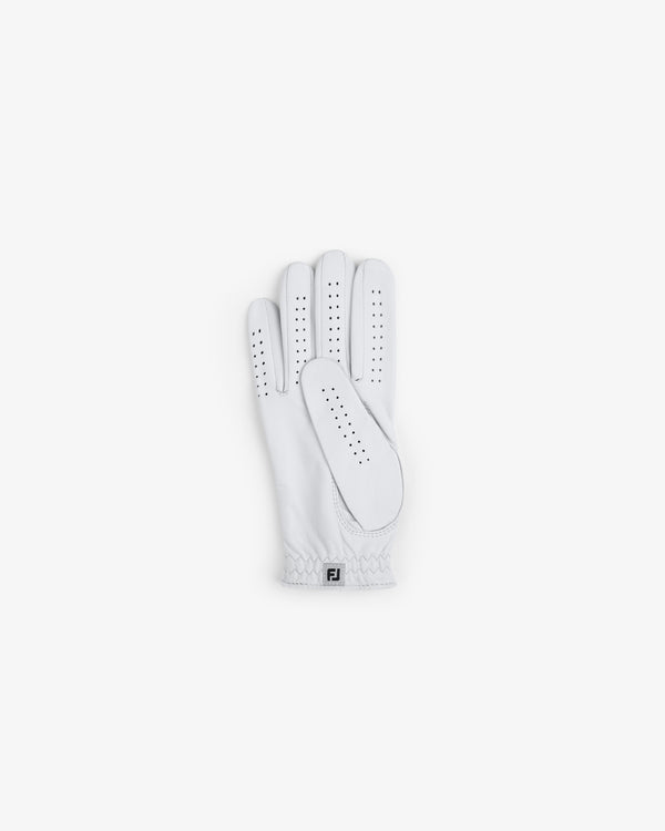 ALD / FootJoy StaSof Heritage Glove (Right), white with ventilation holes, shown palm-up on a white background.