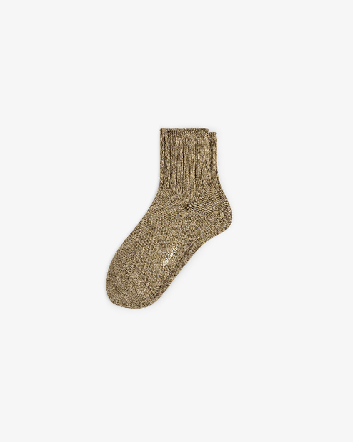 A single Marled Quarter Sock in brown with a small white sole logo, shown on a plain white background.