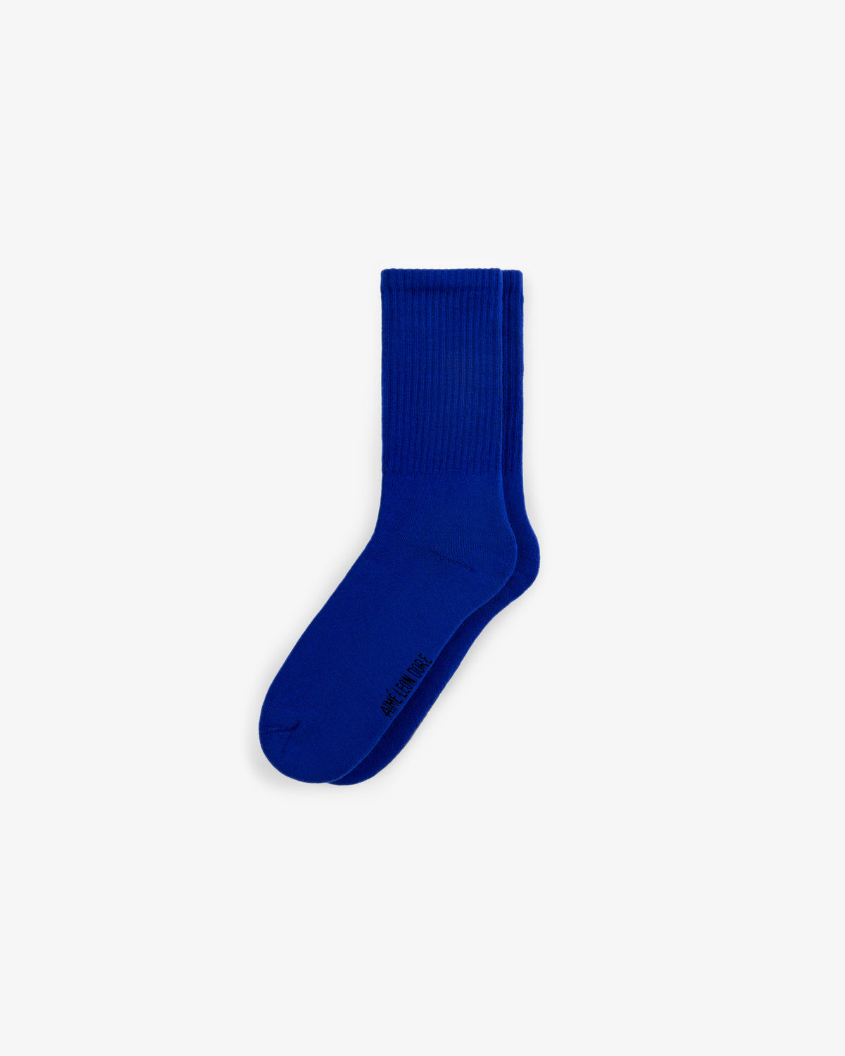 A 3-pack of bright blue crew socks with a small black logo by the toe, shown on a white background.