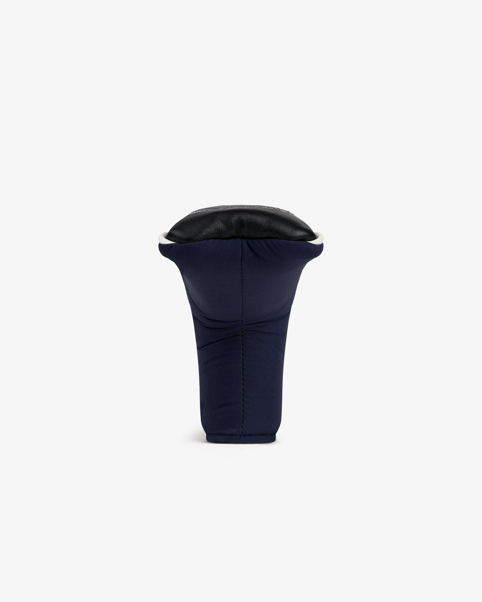 The ALD Golf Putter Cover in navy blue and black stands upright against a plain white background.