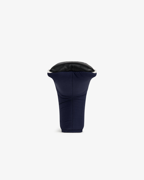 The ALD Golf Putter Cover in navy blue and black stands upright against a plain white background.