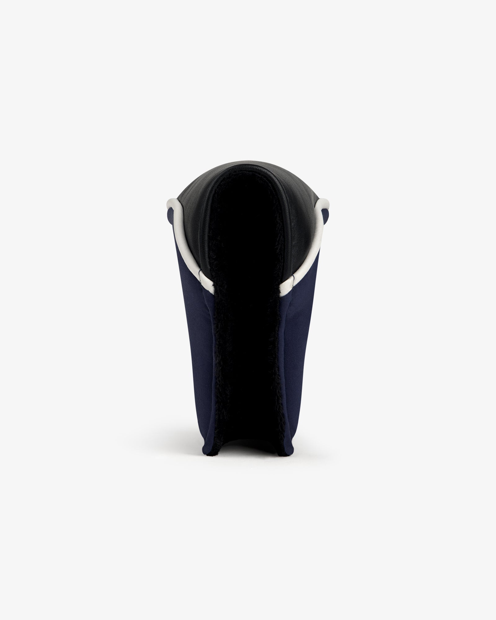 The ALD Golf Putter Cover in black and navy stands upright, open at the top, on a plain white background.