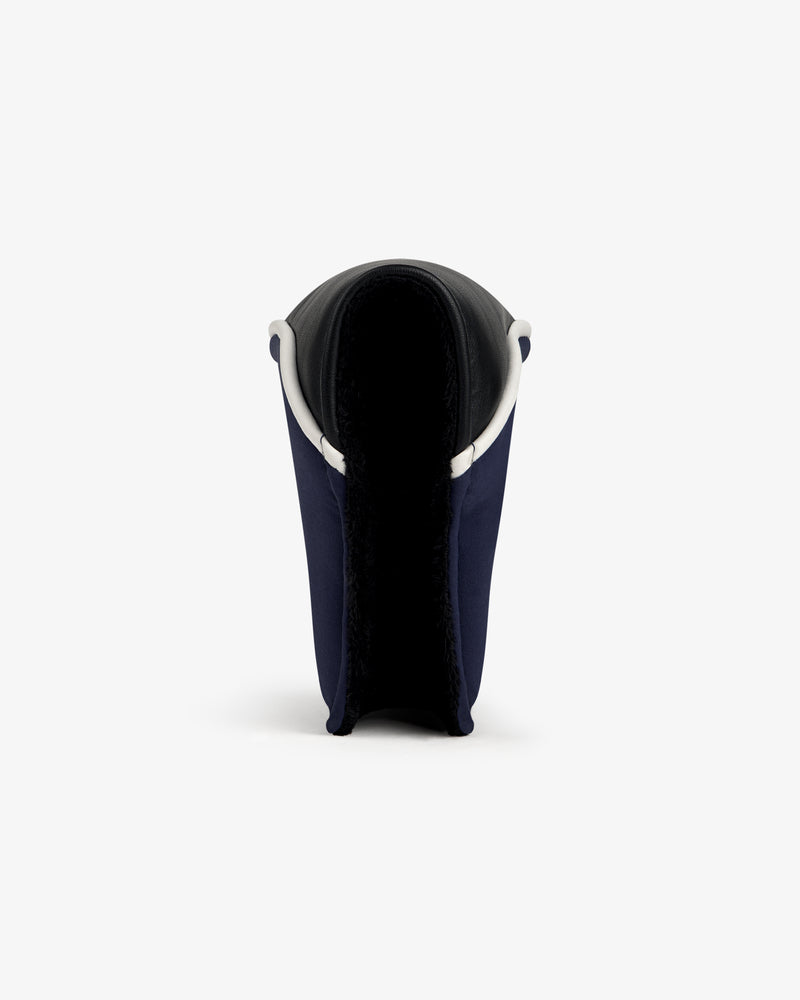 The ALD Golf Putter Cover in black and navy stands upright, open at the top, on a plain white background.