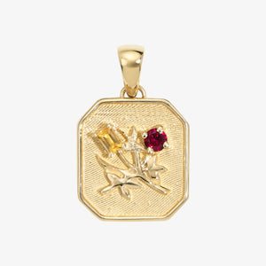 14Kt Gold Queens Crest Relief Pendant
