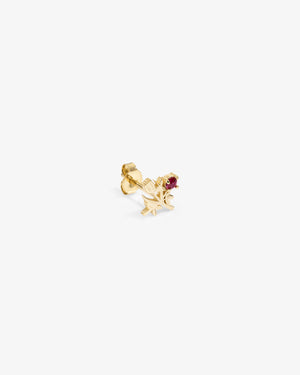 14Kt Gold Ruby Crest Earring