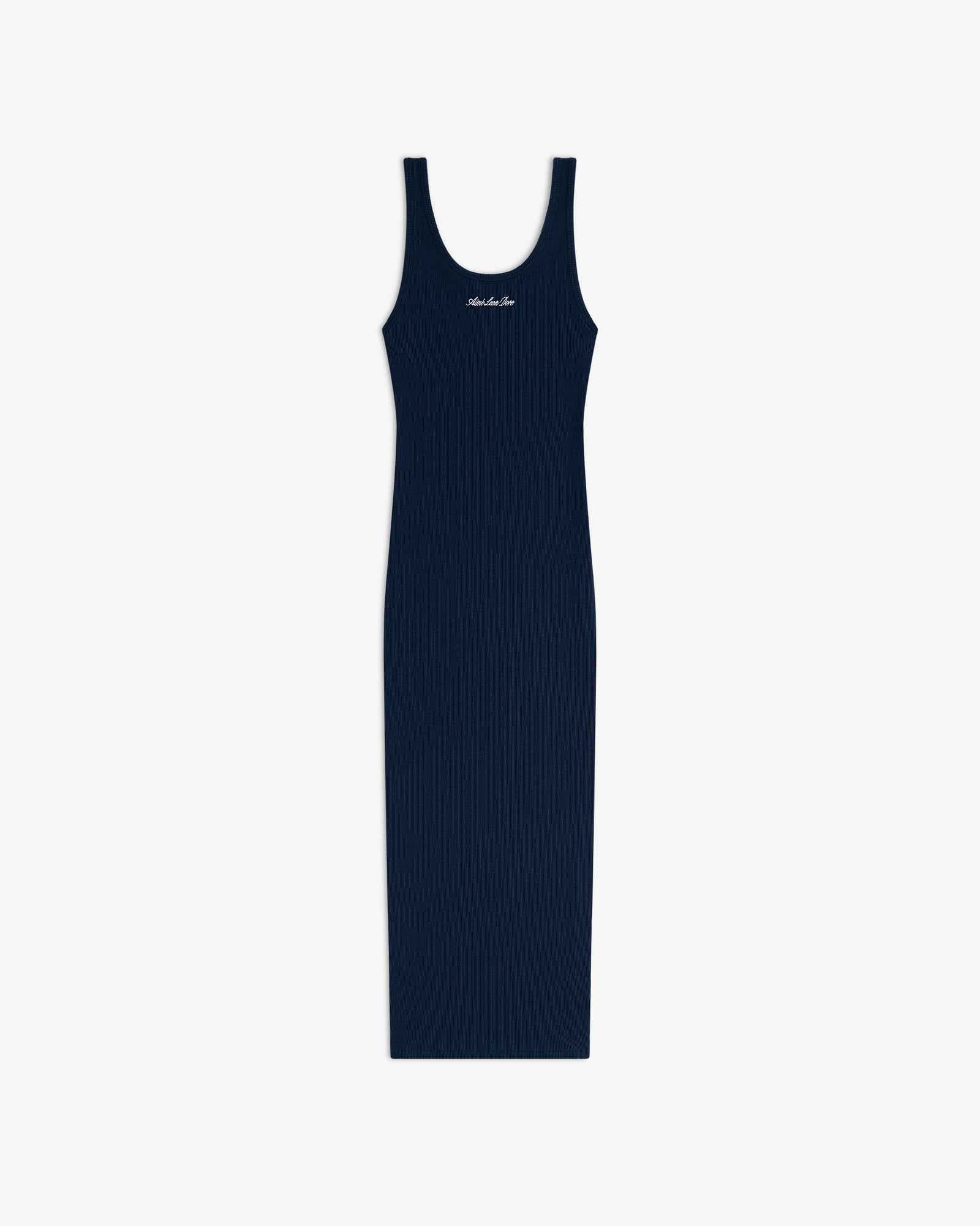 navy tank dress RE/DONE Hanes | Ribbed Mini - Vintage Dresses knit fabric Embroidered Logo Tank Dress