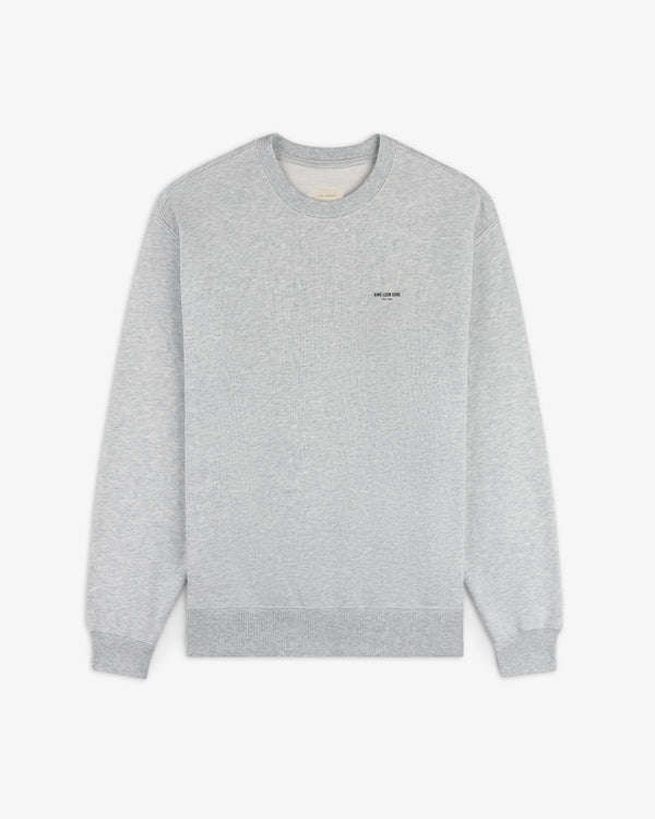 Safari Crewneck Sweatshirt in light gray with long sleeves and small black chest text, shown on a white background.