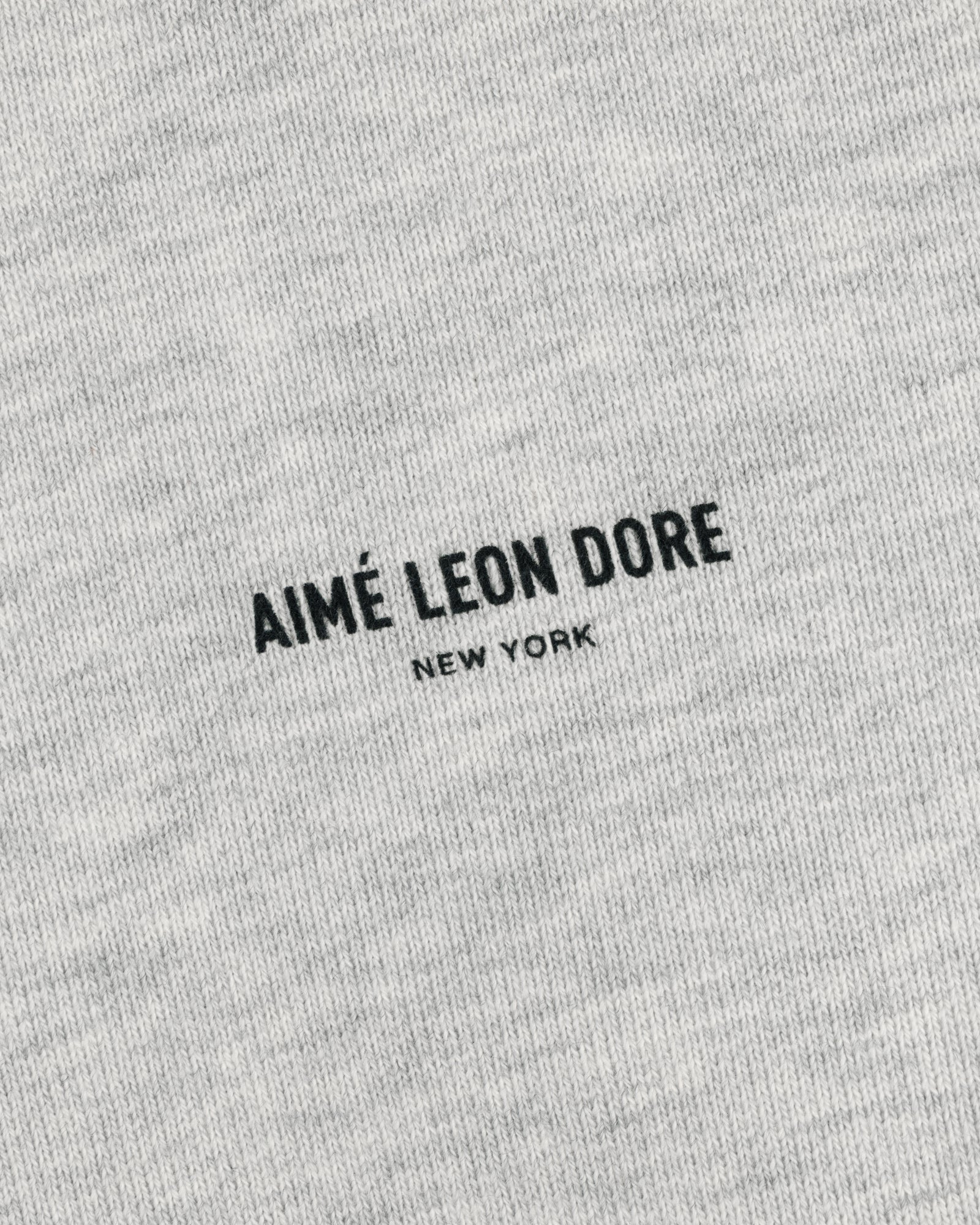 Safari Crewneck Sweatshirt in gray with centered black AIMÉ LEON DORE NEW YORK print. Minimalist design.