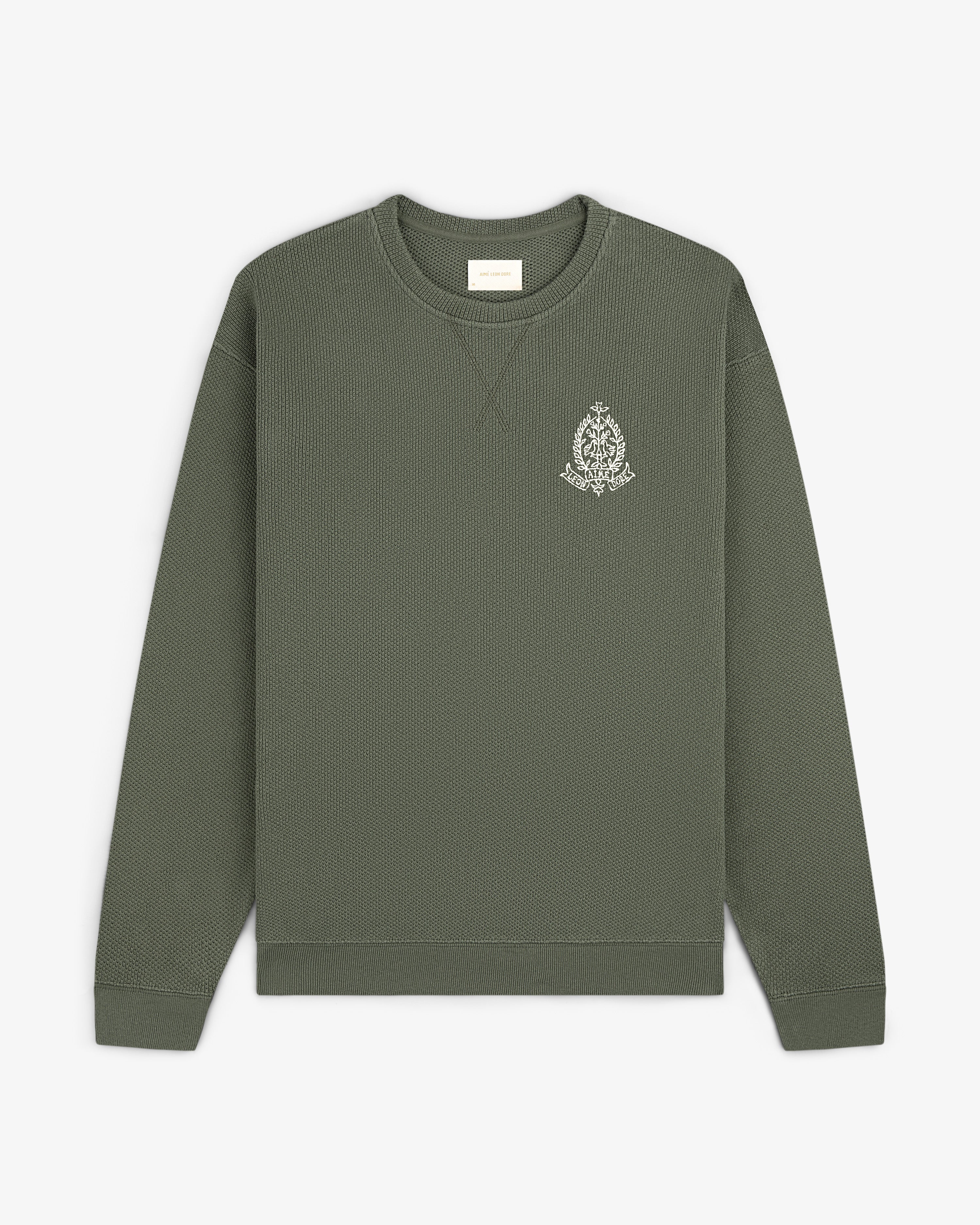 aime leon dore スウェット　カーキ Saint George Piqué Crewneck Sweatshirt – Aimé Leon Dore