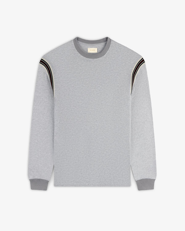 Long-Sleeve Slub Football Tee in light gray with dark gray cuffs and striped shoulder accents on a white background.
