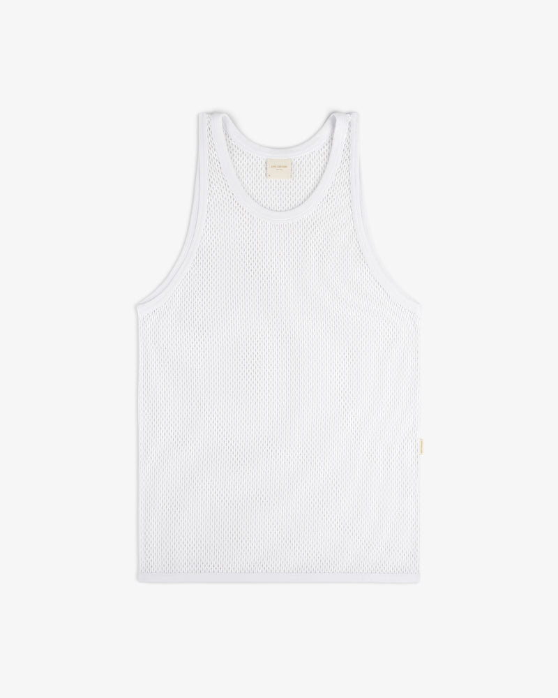 Mesh Tank Top laid flat on a white background, viewed from above.