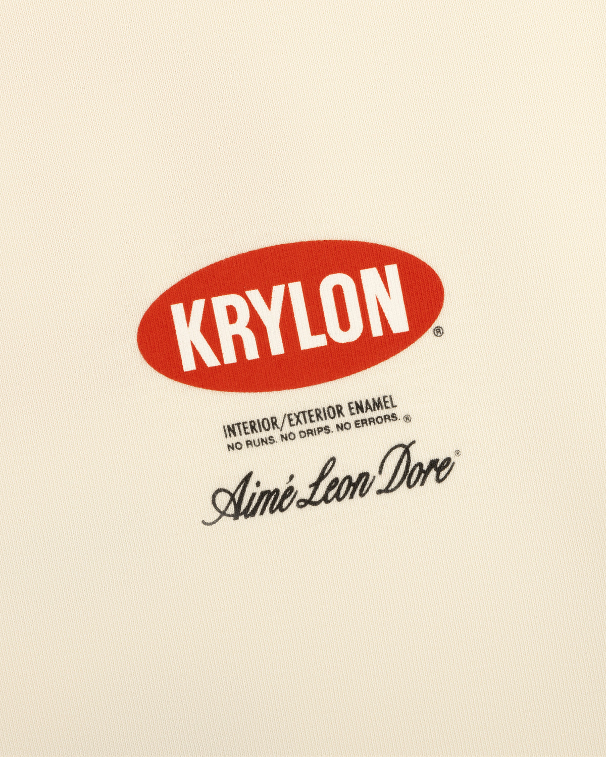 Krylon Logo Tee features a red KRYLON logo above "Interior/Exterior Enamel" and Aimé Leon Dore text on beige.