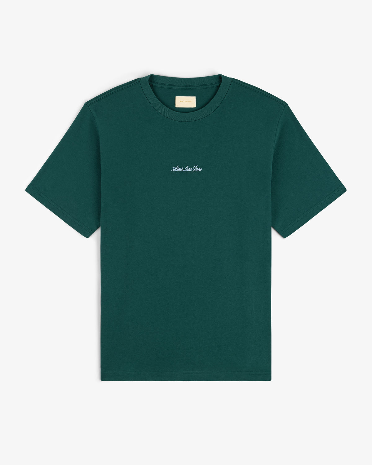 Dark green Embroidered Logo Tee with small white chest text, shown on a white background.