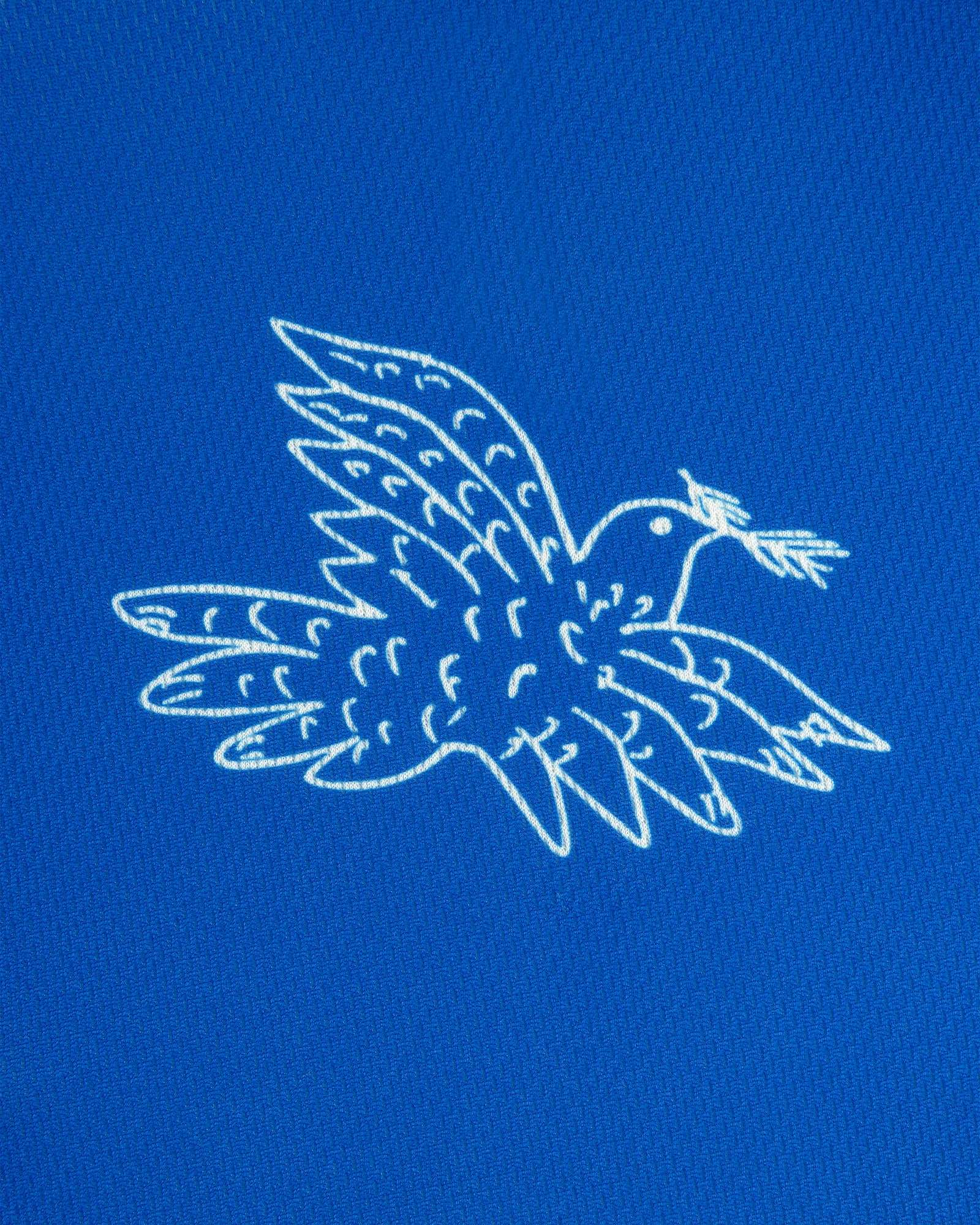 White dove with olive branch on blue, featured on the Fassianos Half-Zip Cycling Jersey.