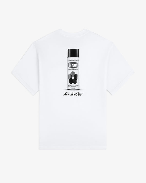 Krylon Pocket Tee featuring a black & white spray can graphic and Saint-Léon Dior text on the back.