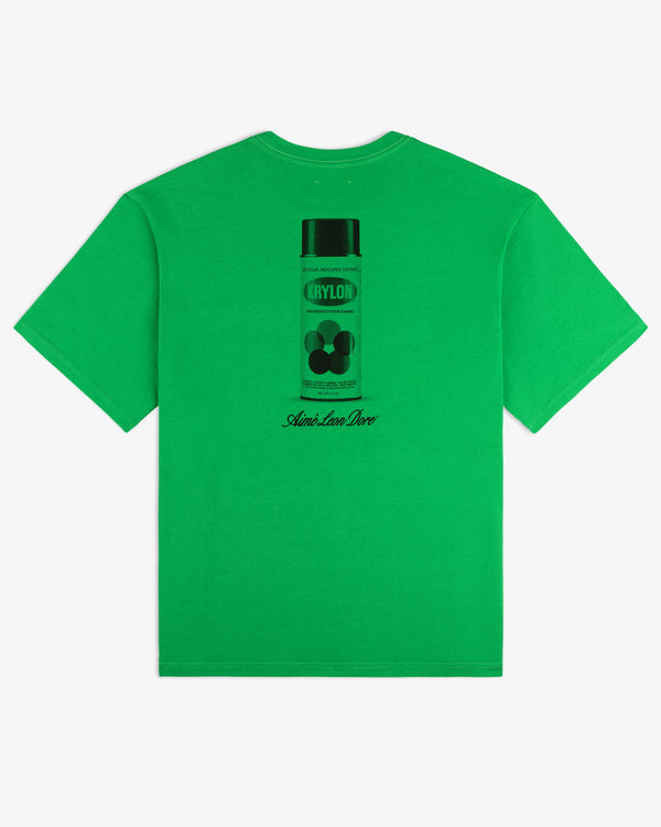 Krylon Pocket Tee: Green shirt with black spray paint can graphic and KRYLON text on the back.