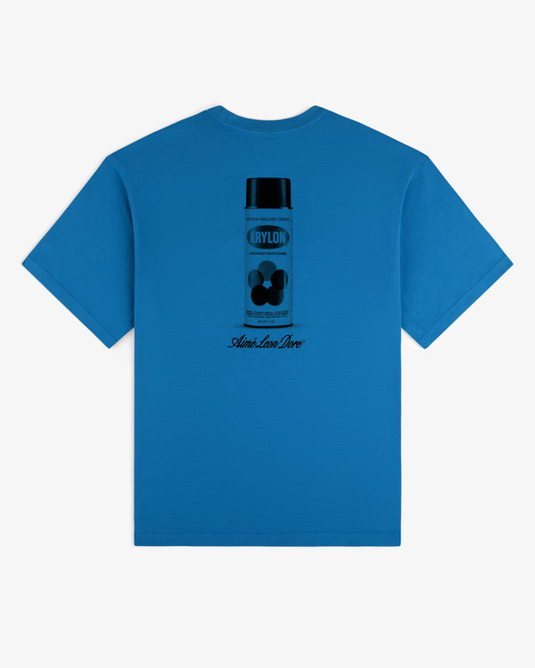 Krylon Pocket Tee: Blue t-shirt with a Krylon spray can graphic and "Aint Love Love" text on the back.