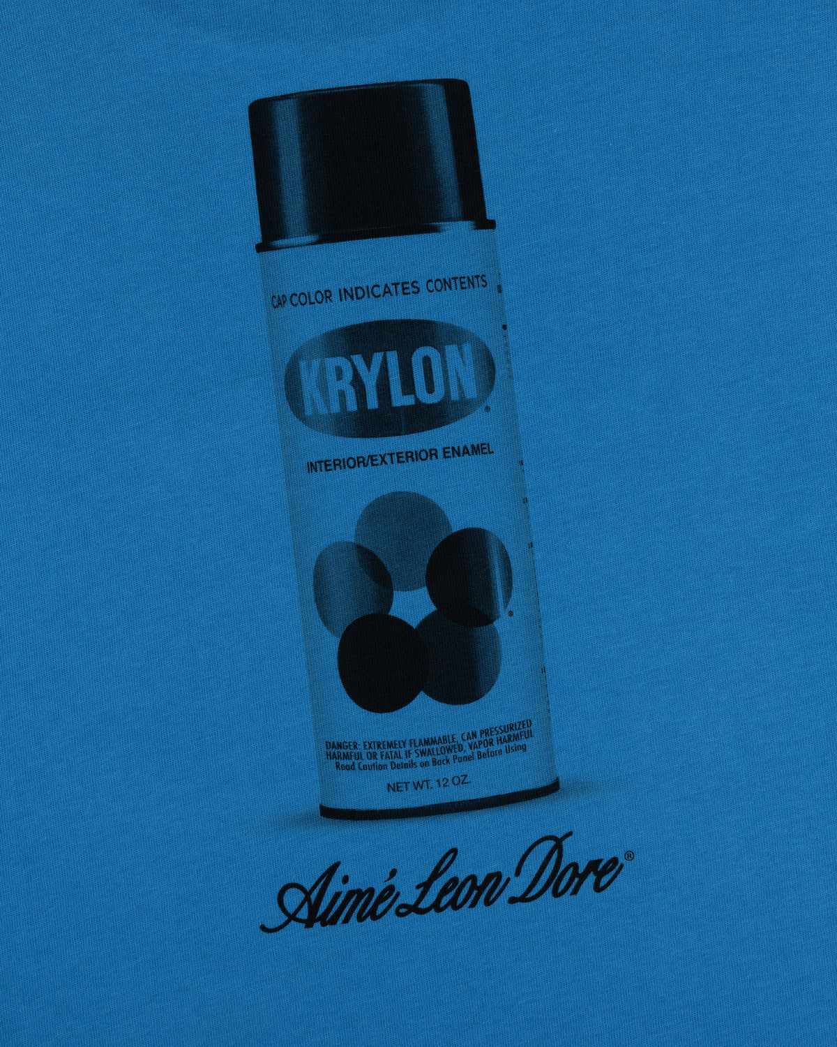 A graphic of the Krylon Pocket Tee with Aimé Leon Dore text on a blue background.