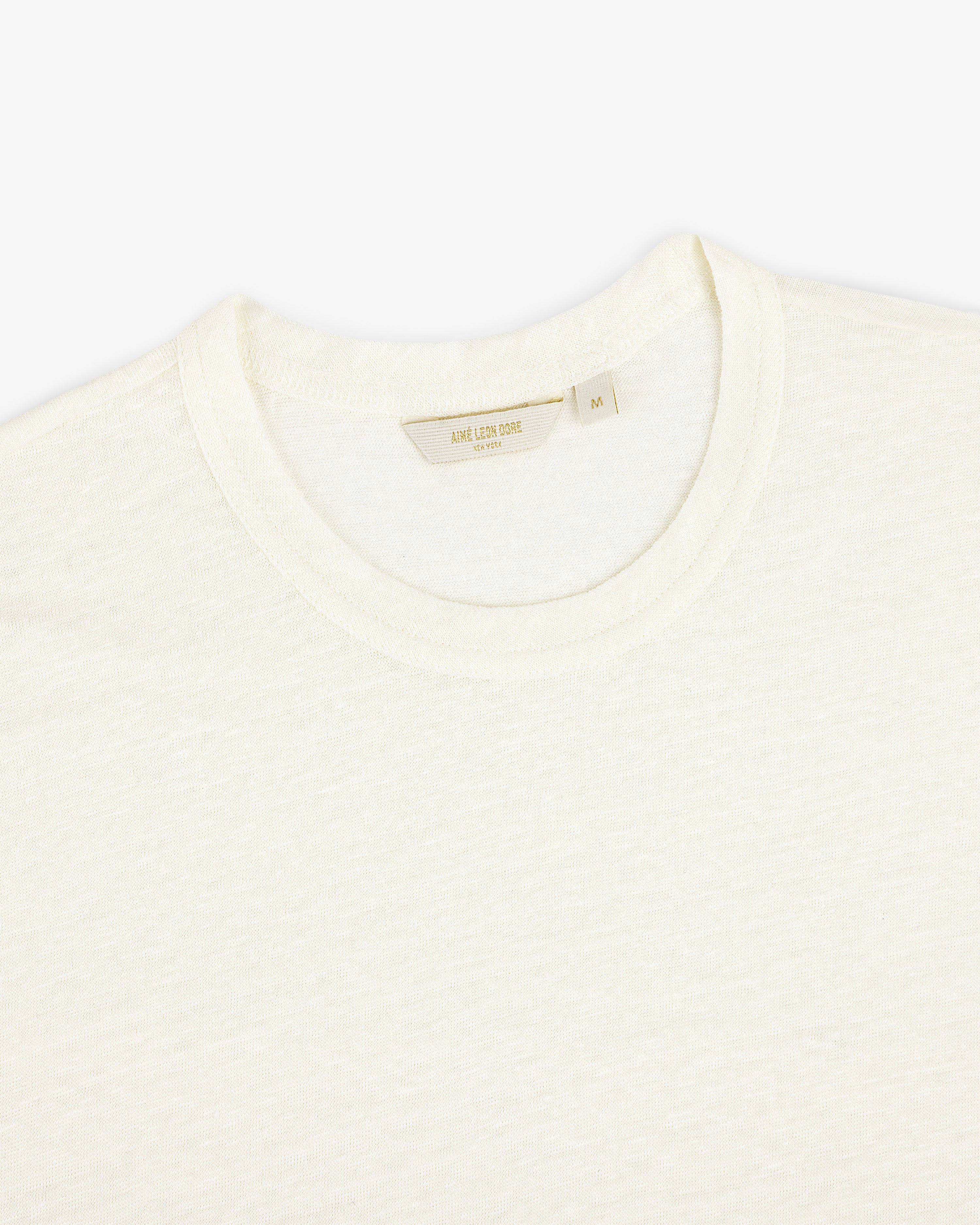 Linen Tee in off-white, size medium, laid flat on a white background.