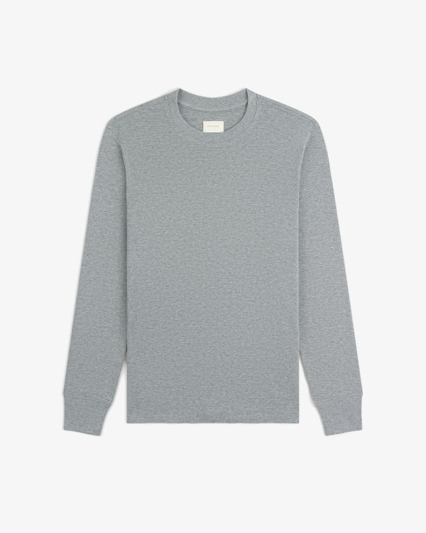 Long-Sleeve Waffle Thermal in gray, crewneck style, laid flat on a white background.