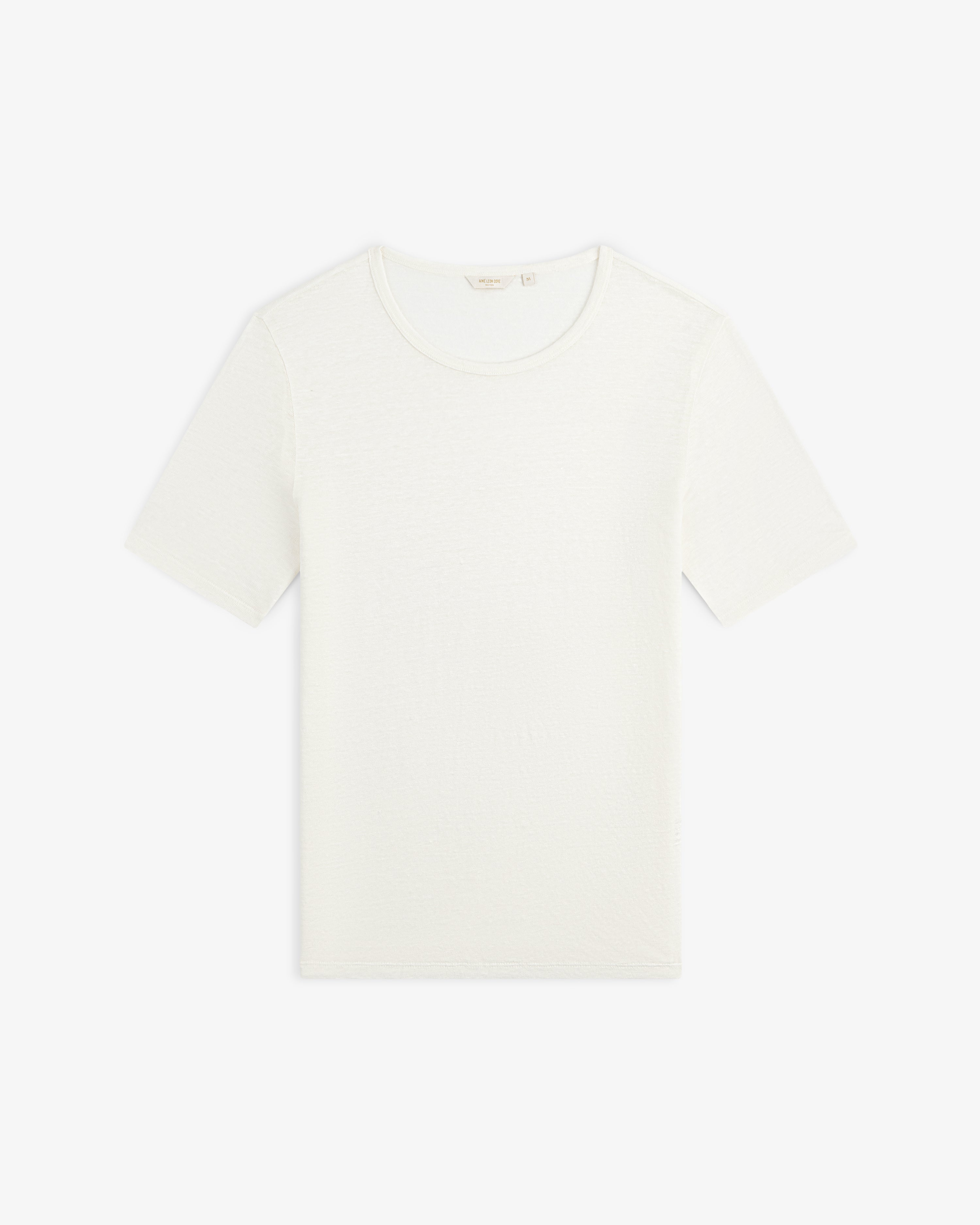 Linen Tee short-sleeve, plain white, laid flat on a white background.