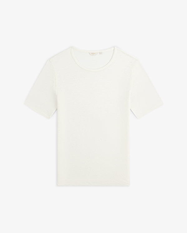 Linen Tee short-sleeve, plain white, laid flat on a white background.