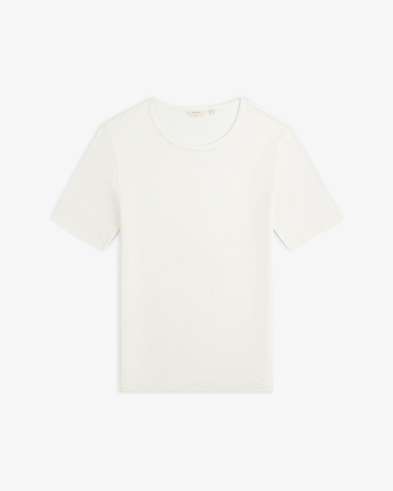 Linen Tee short-sleeve, plain white, laid flat on a white background.
