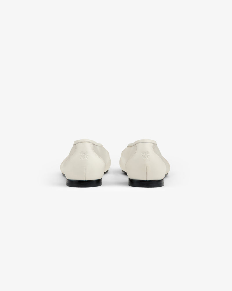 A pair of white Mesh Ballet Flats seen from the back against a plain white background.
