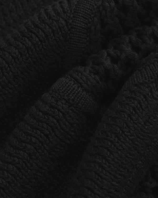 Close-up of black Knit Court Short fabric with visible textured patterns and folds.