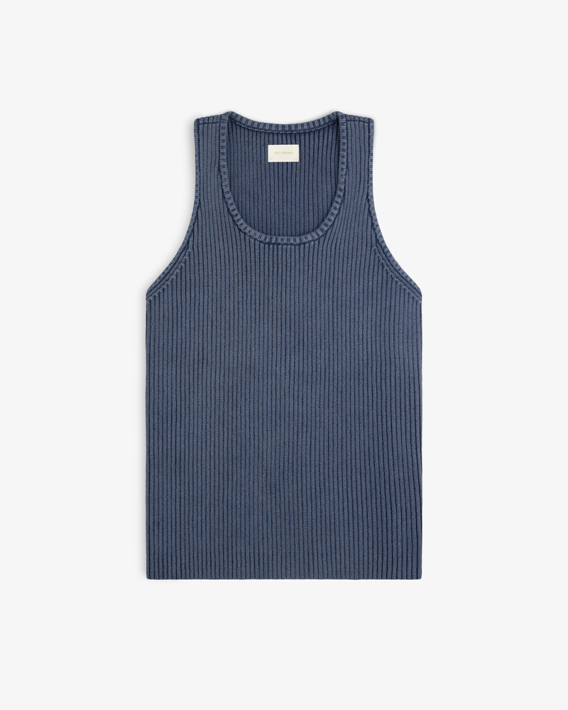 Stone Washed Knit Tank Top laid flat on a white background.