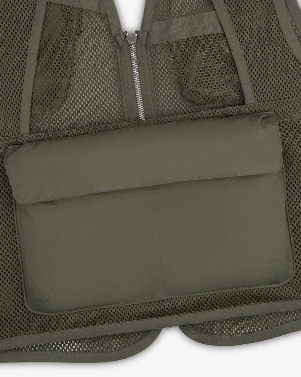 Close-up of the Nylon Utility Vest featuring a large rectangular padded front pocket.