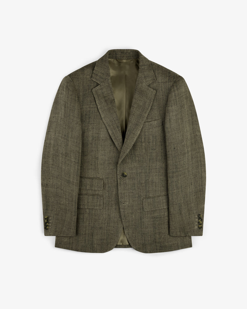 Single-Breasted Yarn Dyed Linen Suit Jacket