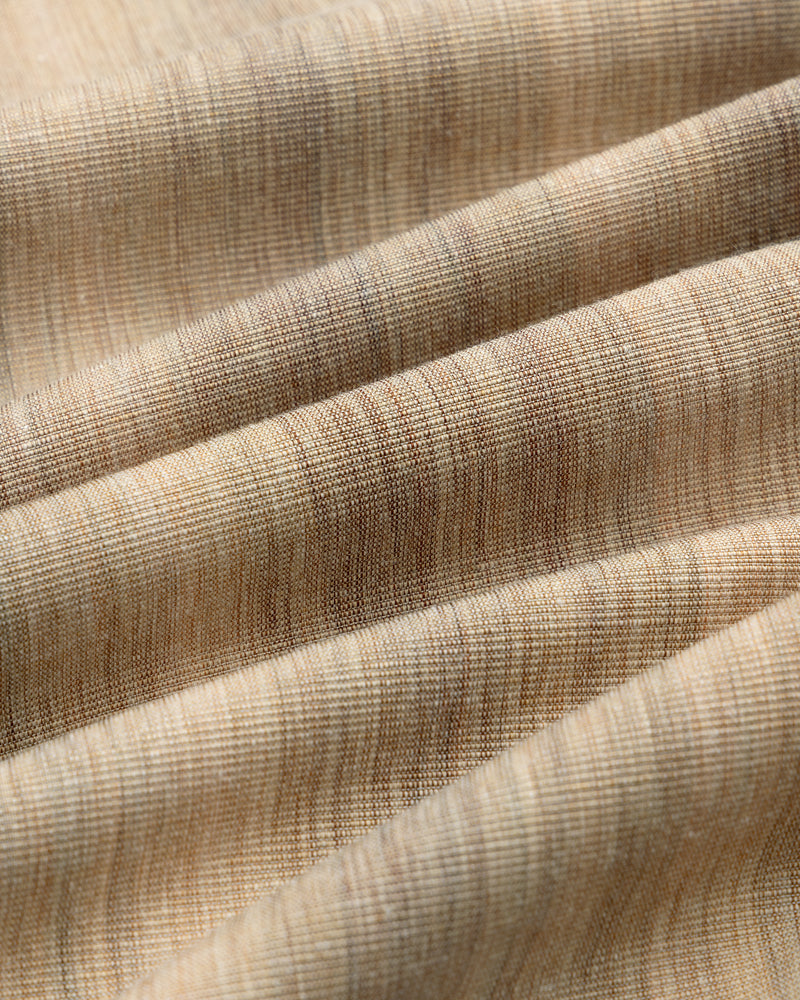 Close-up of beige textured fabric with fine lines and soft folds on a Single-Breasted Safari Suit Jacket.