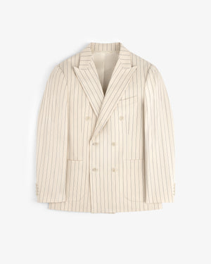 Double-Breasted Pinstripe Suit Jacket