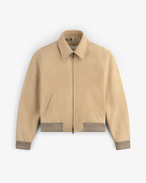 Croc-Embossed Nubuck Bomber Jacket