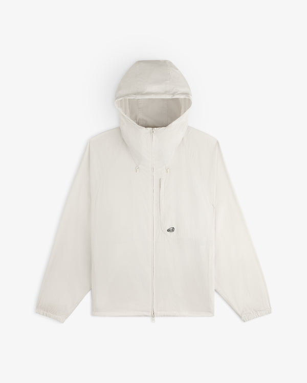 ALD Golf Lightweight Tips Windbreaker: white hooded zip-up with long sleeves, elastic cuffs, and chest logo.