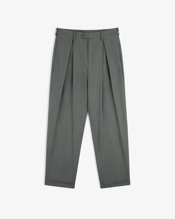 Lightweight Cuffed Trouser in gray with belt loops, button closure, and straight legs, shown on a white background.