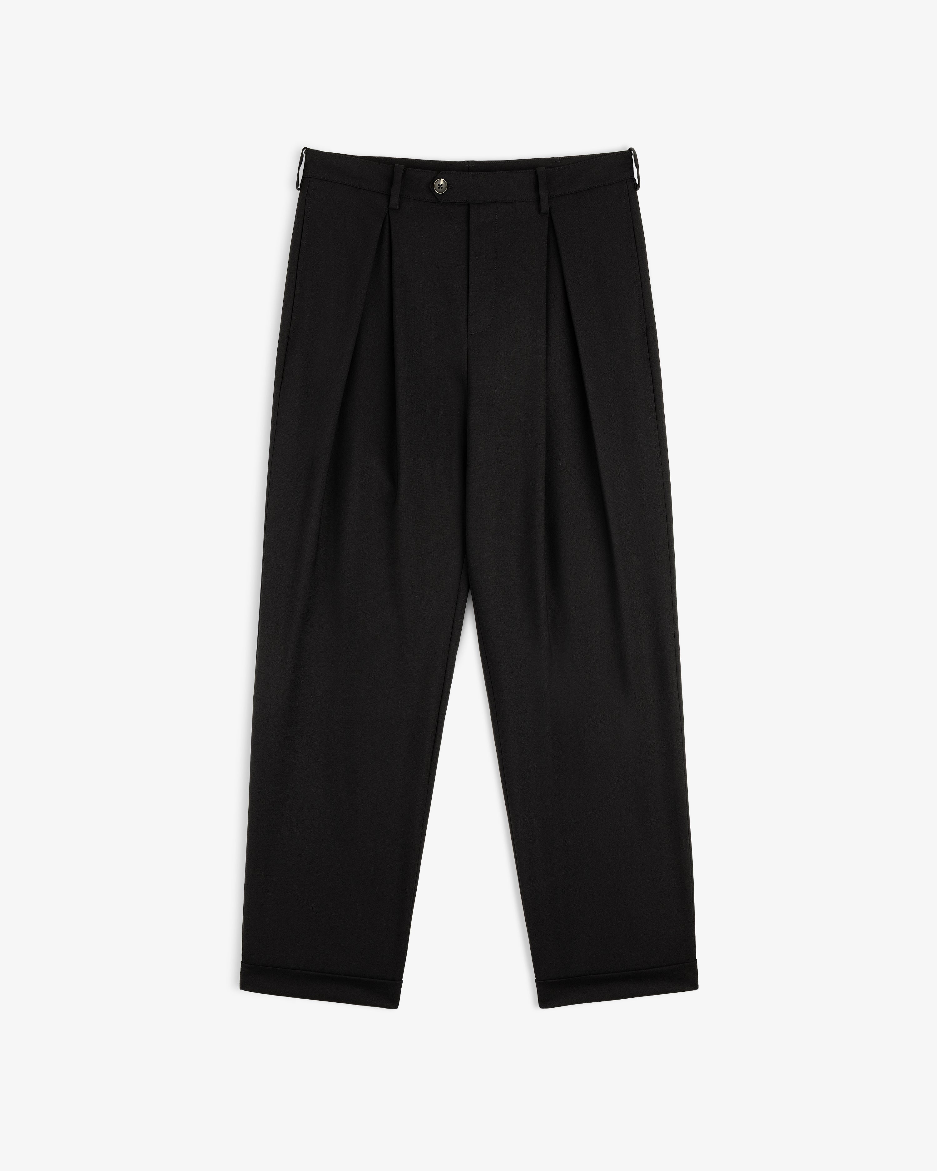 Lightweight Cuffed Trouser with button closure, belt loops, and tapered legs, shown on a white background.