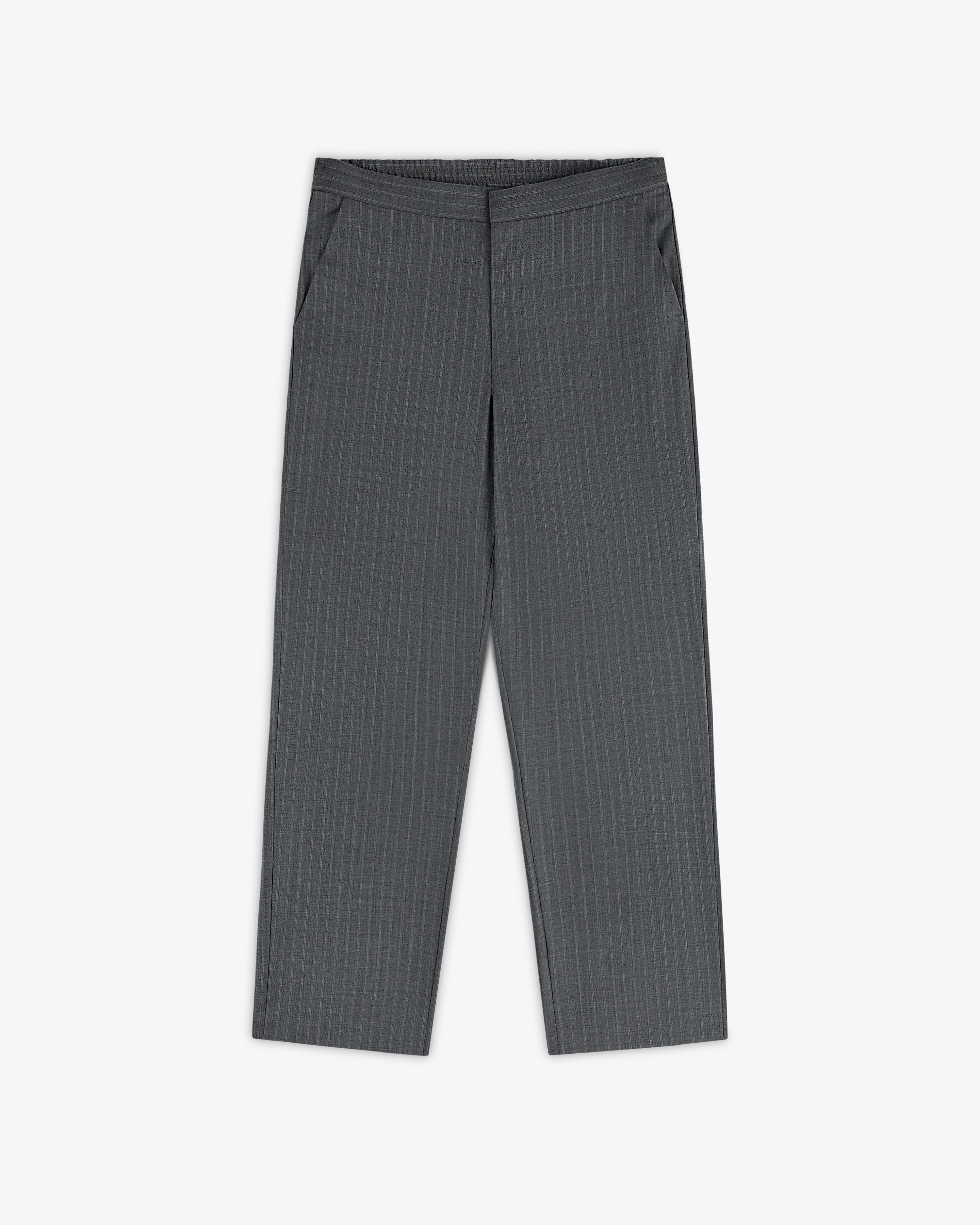 Pinstripe Elasticated Waist Trouser with side pockets, shown laid flat on a plain white background.
