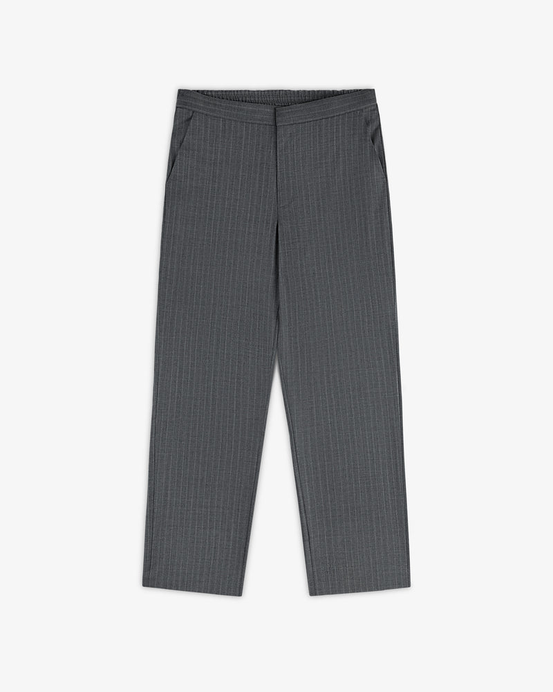 Pinstripe Elasticated Waist Trouser with side pockets, shown laid flat on a plain white background.
