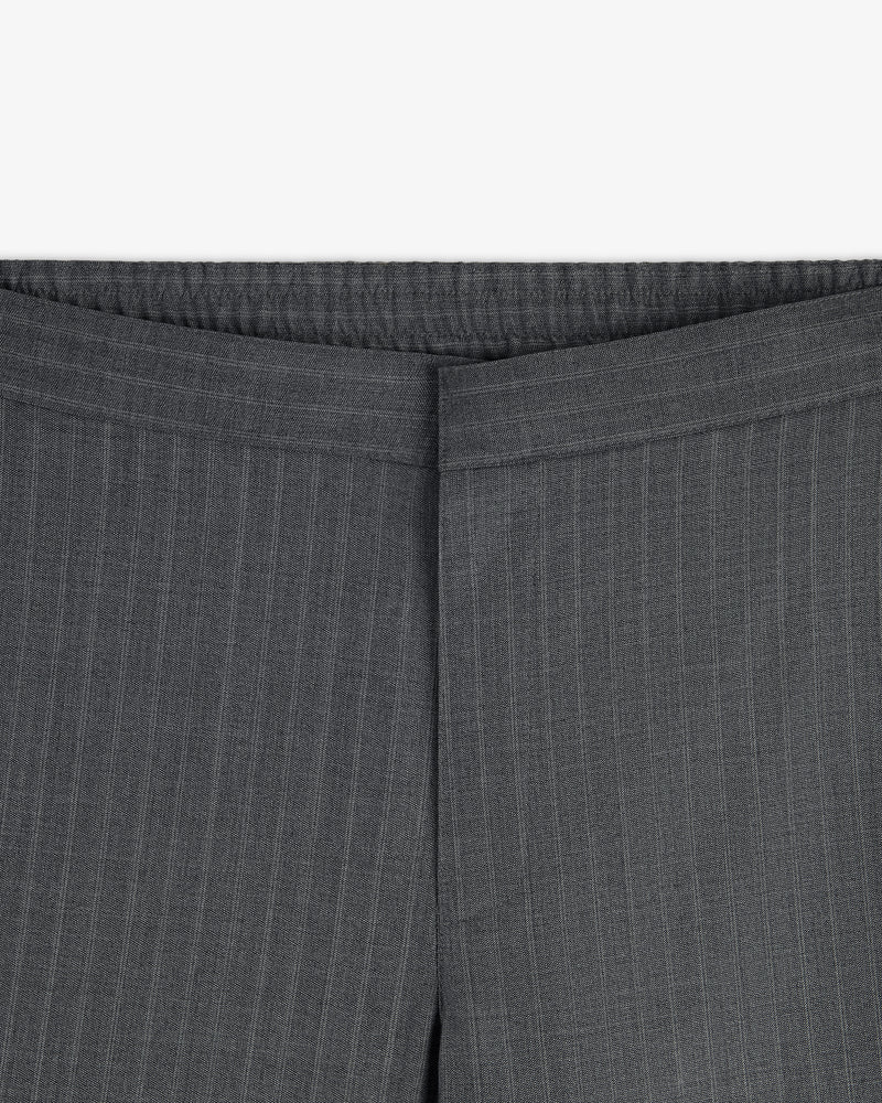 Close-up of the waistband and upper section of Pinstripe Elasticated Waist Trouser against a white background.