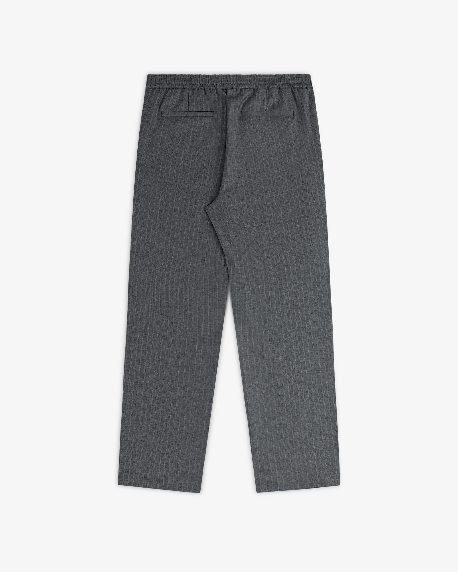 Pinstripe Elasticated Waist Trouser with two back pockets, shown flat on a white background.