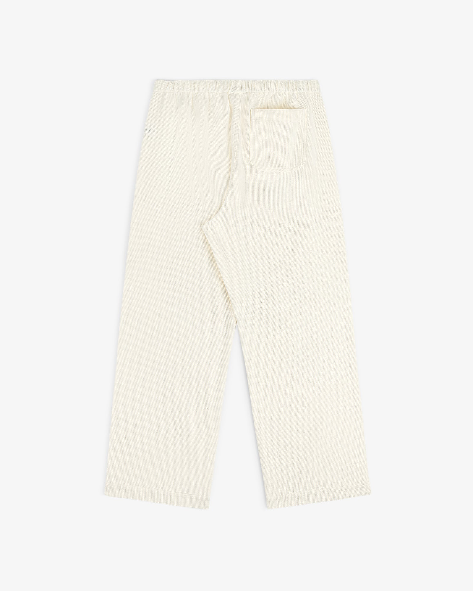 Cream-colored Wide Leg Shore Pant with an elastic waistband and back pocket, shown flat on a white background.